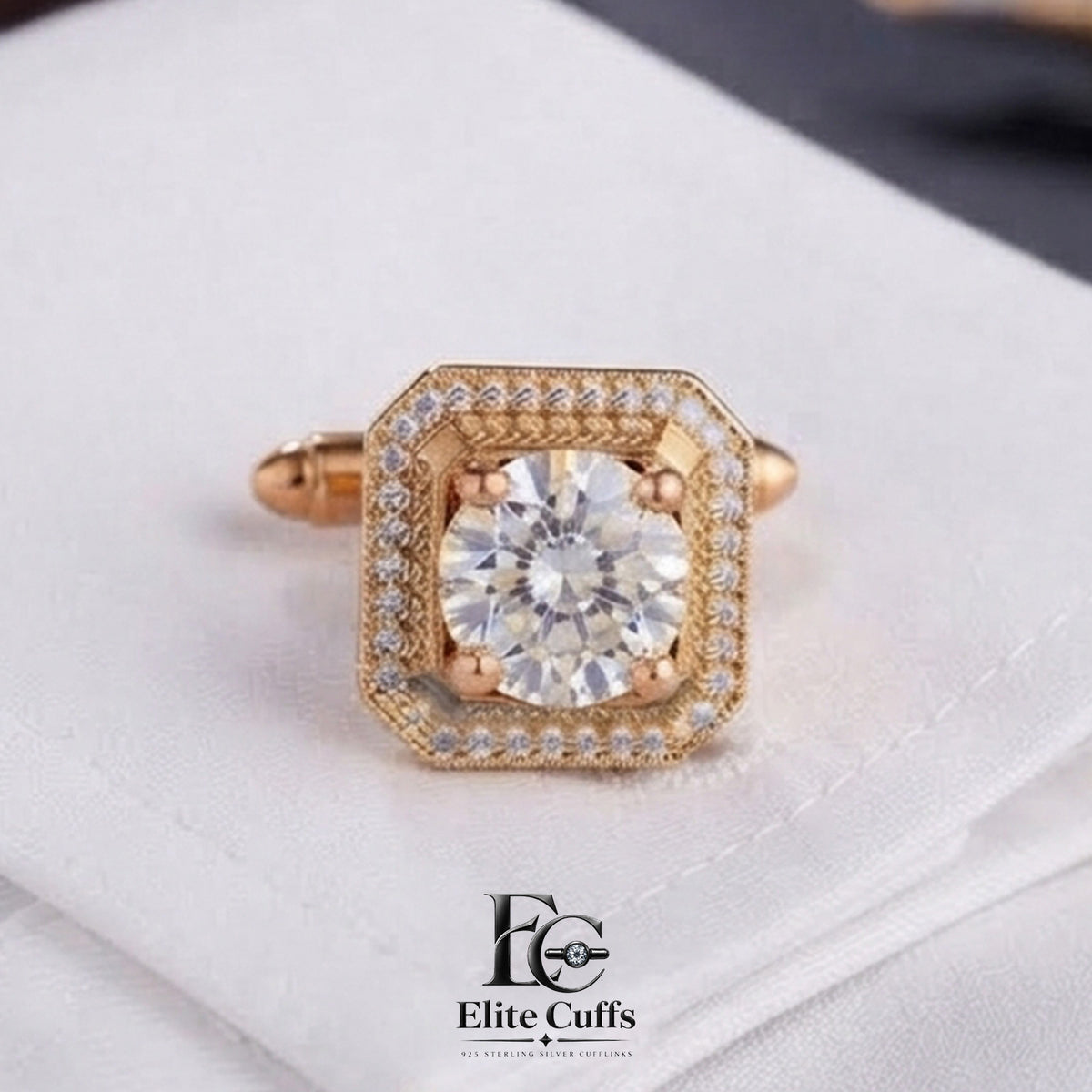 Moissanite Square Cut 925 Sterling Silver Cufflinks
