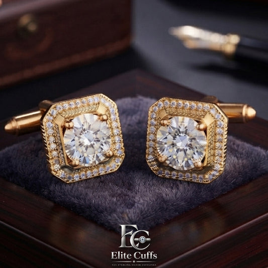 Moissanite Square Cut 925 Sterling Silver Cufflinks