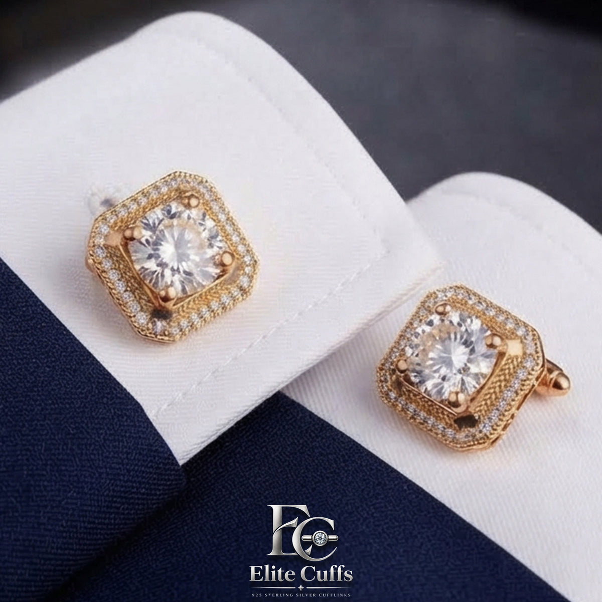 Moissanite Square Cut 925 Sterling Silver Cufflinks