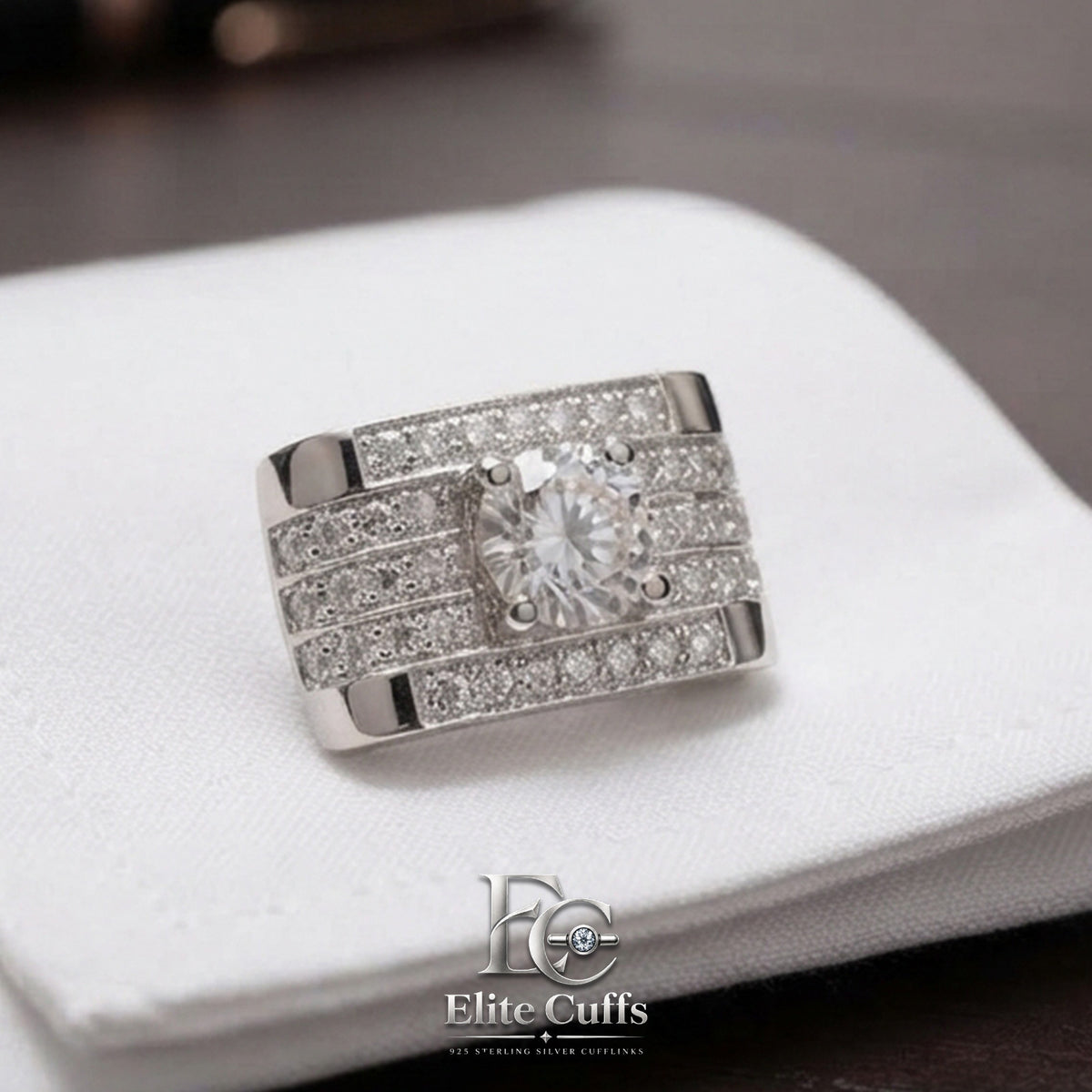 Moissanite Circular Rectangle Cut 925 Sterling Silver Cufflinks