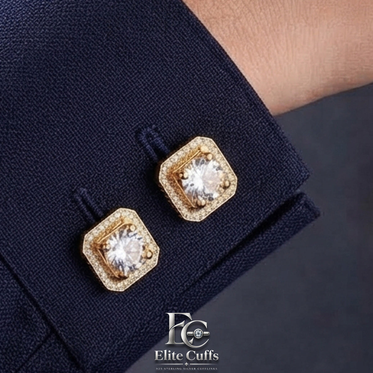 Moissanite Square Cut 925 Sterling Silver Cufflinks