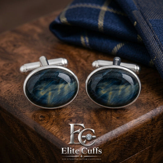 blue-tiger-eye-silver-cufflinks