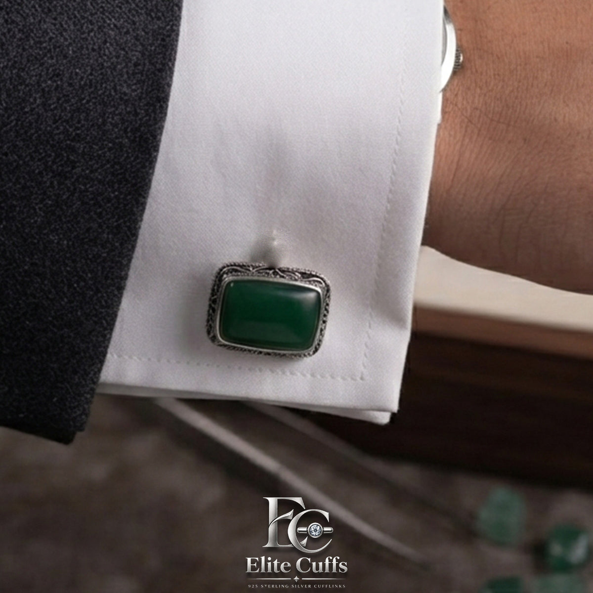 green-agate-cufflinks