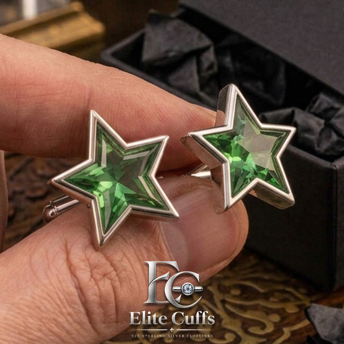green-tourmaline-groom-cufflinks