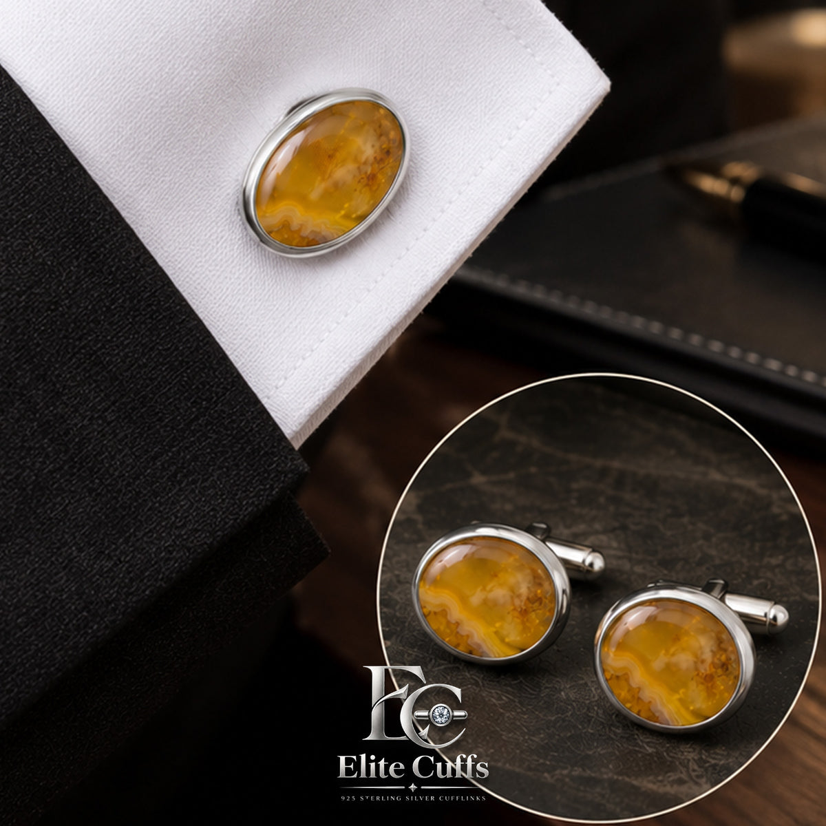 natural-yellow-agate-cufflinks