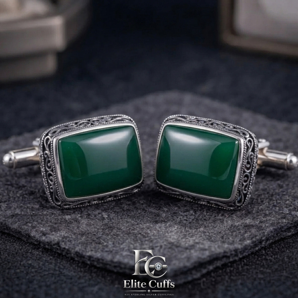 rectangle-green-agate-cufflinks