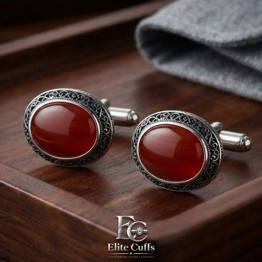 red-agate-stylish-border-cufflinks 