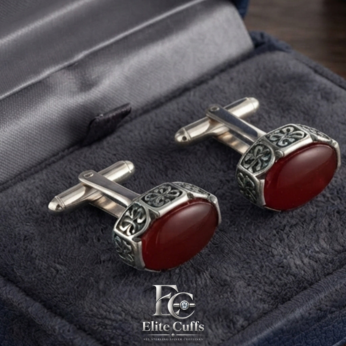 red-agate-stylish-cufflinks