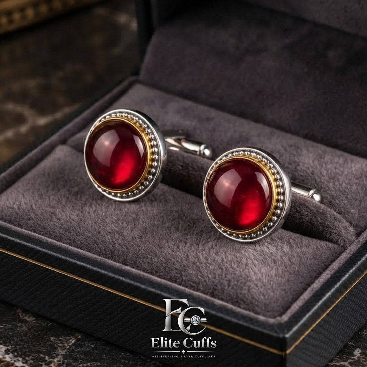 sterling-silver-ruby cufflinks
