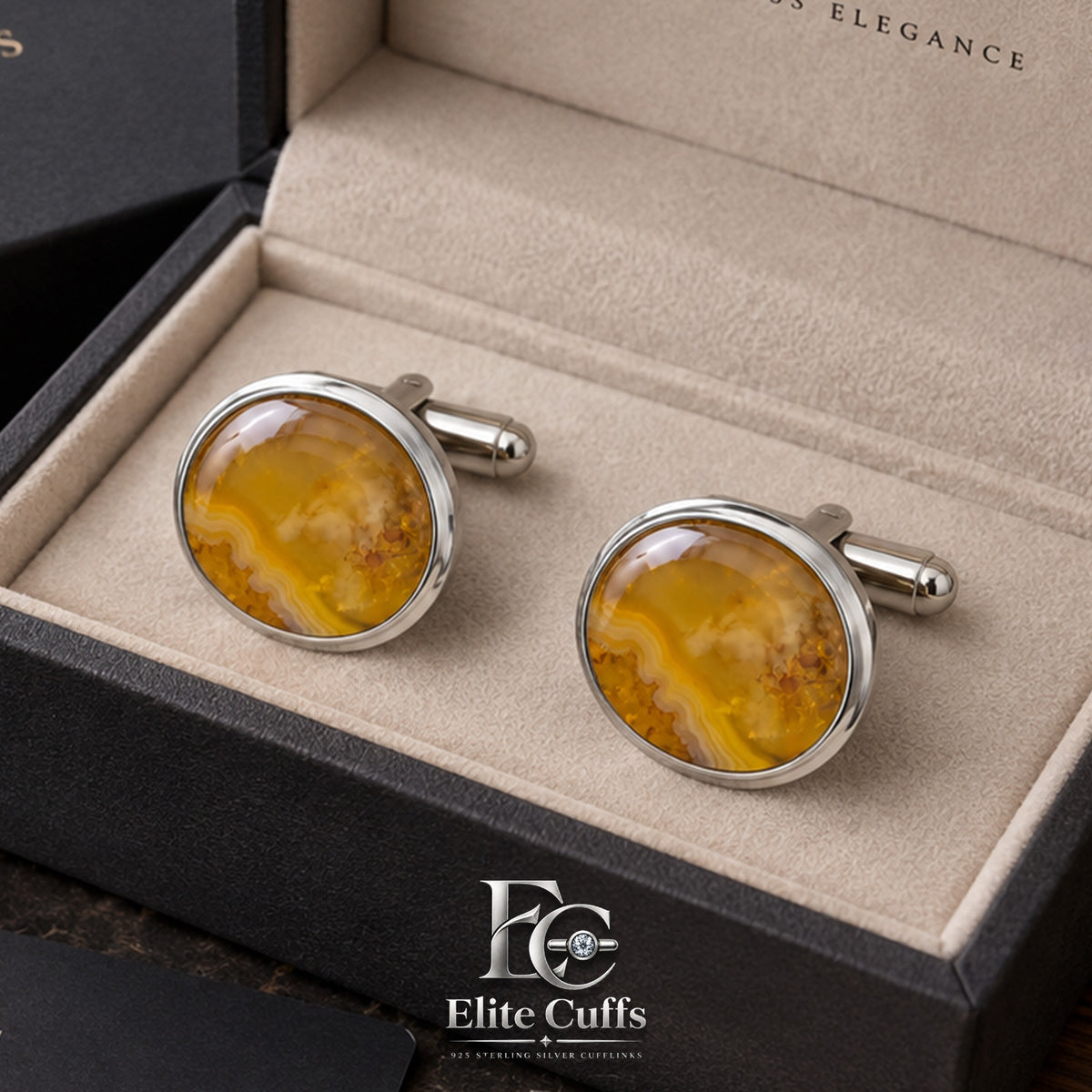 yellow-agate-cufflinks